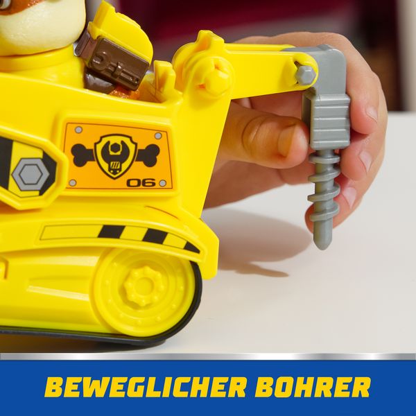 Produktbild: PAW Patrol - Rubble-Figur mit Bulldozer-Baufahrzeug, stabiles Basis-Fahrzeug (2025), authentisches Spielzeug zur Serie f&uuml;r Kinder ab 3 Jahren