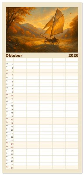 Produktbild: Familienplaner 2026 - Wind bewegt die Welt mit 5 Spalten (Wandkalender, 21 x 45 cm) CALVENDO