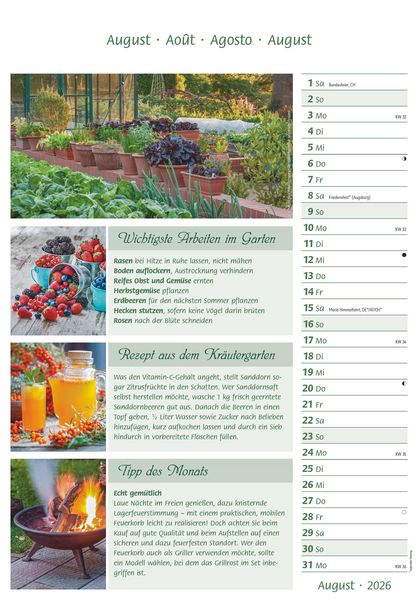 Produktbild: Das Gartenjahr 2026 - Bildkalender 23,7x34 cm - mit saisonalen Gartentipps und Rezepten - Ratgeber - Wandkalender - Küchenkalender - Alpha Edition