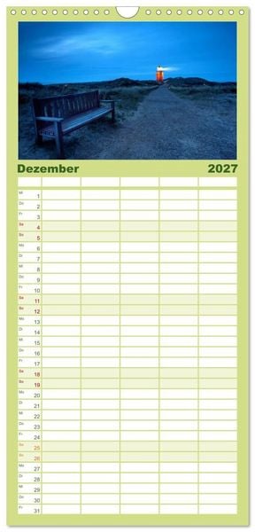 Produktbild: Familienplaner 2027 - SYLT hinter den D&uuml;nen mit 5 Spalten (Wandkalender, 21 x 45 cm) CALVENDO