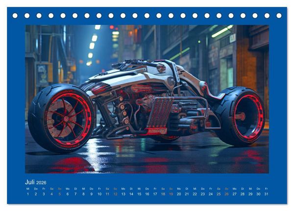Produktbild: Zukunftsvisionen auf R&auml;dern - Dystopische Fahrzeuge (Tischkalender 2026 DIN A5 quer), CALVENDO Monatskalender