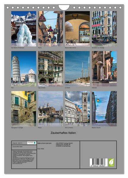 Produktbild: Zauberhaftes Italien (Wandkalender 2026 DIN A4 hoch), CALVENDO Monatskalender
