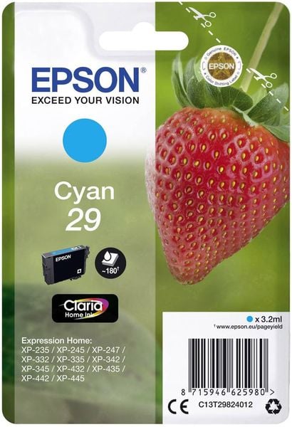 Epson Druckerpatrone T2982, 29 Original Cyan C13T29824012