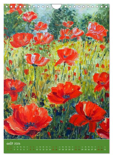 Produktbild: Coquelicots en peinture (Calendrier mural 2026 DIN A4 horizontal), CALVENDO calendrier mensuel