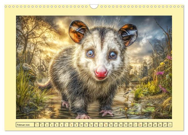 Produktbild: Sanfte Beutelratten. Opossums im stillen Rhythmus der Natur (Wandkalender 2026 DIN A3 quer), CALVENDO Monatskalender