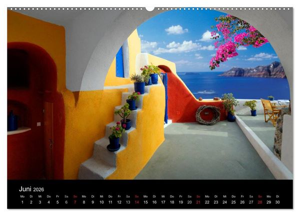 Produktbild: Santorini &ndash; Leben auf dem Vulkan (hochwertiger Premium Wandkalender 2026 DIN A2 quer), Kunstdruck in Hochglanz