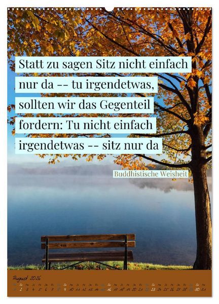 Produktbild: Aktiviere deine Gelassenheit Weisheiten und Zitate (Wandkalender 2026 DIN A2 hoch), CALVENDO Monatskalender