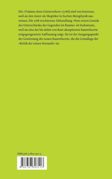 Produktbild: Tr&auml;ume eines Geistersehers. Der Unterschied der Gegenden im Raume