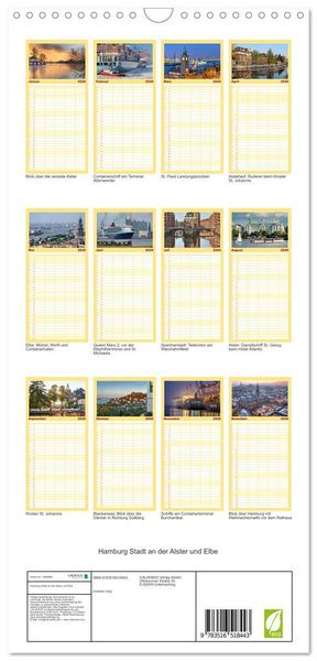 Produktbild: Familienplaner 2026 - Hamburg Stadt an der Alster und Elbe mit 5 Spalten (Wandkalender, 21 x 45 cm) CALVENDO