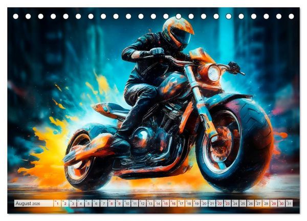 Produktbild: Coole KI-generierte MOTORR&Auml;DER (Tischkalender 2026 DIN A5 quer), CALVENDO Monatskalender
