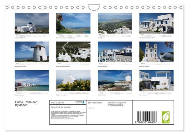 Produktbild: Paros, Perle der Kykladen (Wandkalender 2026 DIN A4 quer), CALVENDO Monatskalender