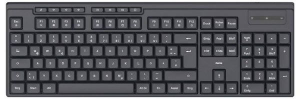 Produktbild: hama 00173055 Funktastatur "WK-200", kabellos, Batterie, 8 Media-Tasten, Schw., QWERTZ DE