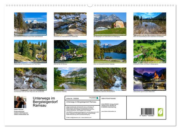 Produktbild: Unterwegs im Bergsteigerdorf Ramsau (hochwertiger Premium Wandkalender 2026 DIN A2 quer), Kunstdruck in Hochglanz