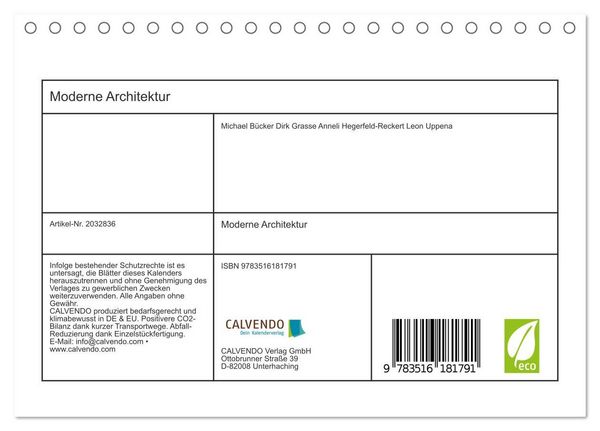 Produktbild: Moderne Architektur (Tischkalender 2026 DIN A5 quer), CALVENDO Monatskalender