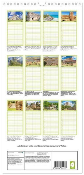Produktbild: Familienplaner 2027 - Alte Kulturen Mittel- und S&uuml;damerikas: Versunkene Welten mit 5 Spalten (Wandkalender, 21 x 45 cm) CALVENDO