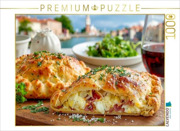 CALVENDO Puzzle Eine italienische Calzone - wer gerät da nicht ins Schwärmen | 1000 Teile Lege-Größe 64x48cm Foto-Puzzle für glückliche Stunden,