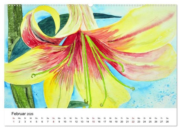 Produktbild: Blumen-Aquarelle (hochwertiger Premium Wandkalender 2026 DIN A2 quer), Kunstdruck in Hochglanz