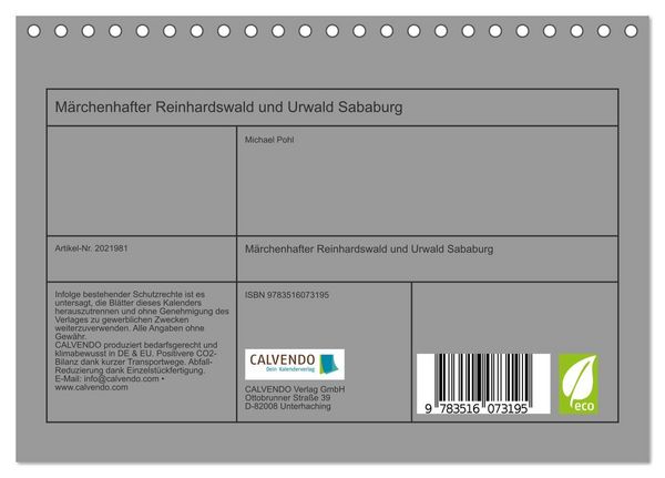 Produktbild: M&auml;rchenhafter Reinhardswald und Urwald Sababurg (Tischkalender 2026 DIN A5 quer), CALVENDO Monatskalender