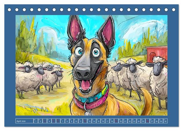 Produktbild: Malinois Fun. Lustige Cartoons vom Diensthund des Jahres! (Tischkalender 2026 DIN A5 quer), CALVENDO Monatskalender