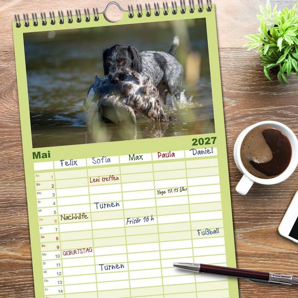 Produktbild: Familienplaner 2027 - Jagdhunde bei der Arbeit mit 5 Spalten (Wandkalender, 21 x 45 cm) CALVENDO