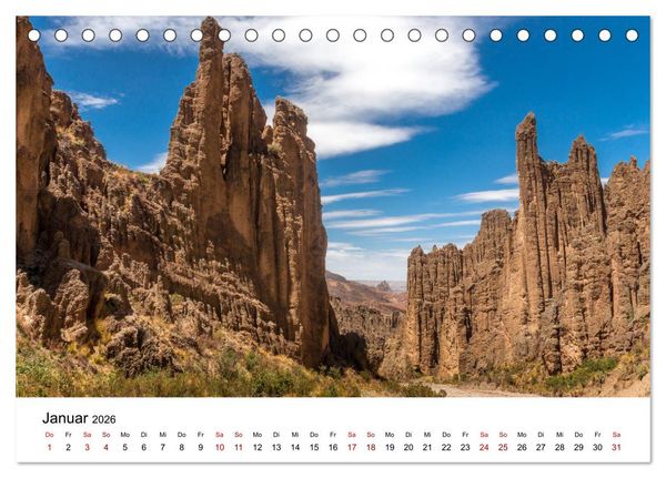 Produktbild: Bolivien - Einzigartige Landschaft (Tischkalender 2026 DIN A5 quer), CALVENDO Monatskalender