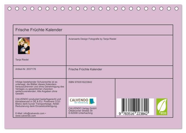 Produktbild: Frische Fr&uuml;chte Kalender (Tischkalender 2026 DIN A5 quer), CALVENDO Monatskalender