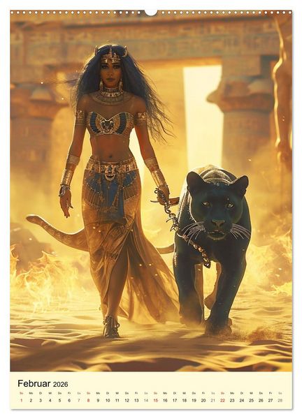 Produktbild: &Auml;gyptischer Katzenkult. Priesterinnen der G&ouml;ttin Bastet (Wandkalender 2026 DIN A2 hoch), CALVENDO Monatskalender