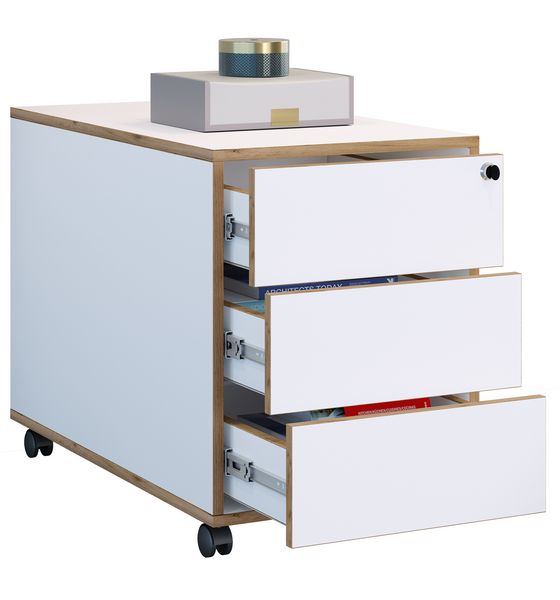 Produktbild: Holz Rollcontainer B&uuml;rocontainer Salia 3 Schublade
