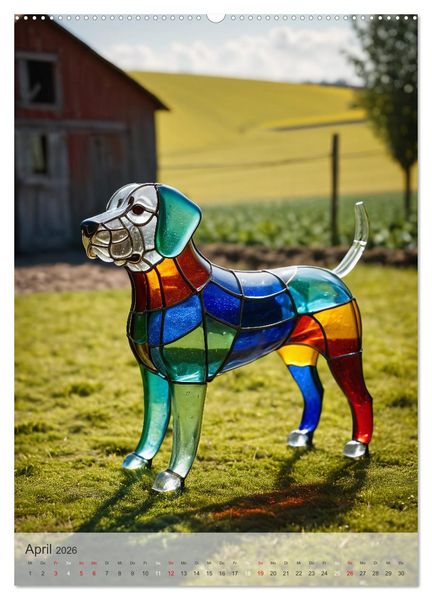 Produktbild: Tiere aus Glas - Hunde (hochwertiger Premium Wandkalender 2026 DIN A2 hoch), Kunstdruck in Hochglanz