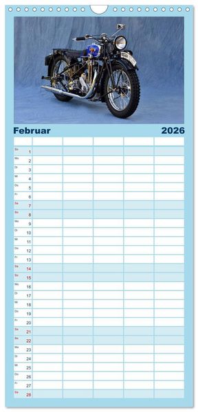 Produktbild: Familienplaner 2026 - Deutsche Motorrad Oldtimer mit 5 Spalten (Wandkalender, 21 x 45 cm) CALVENDO