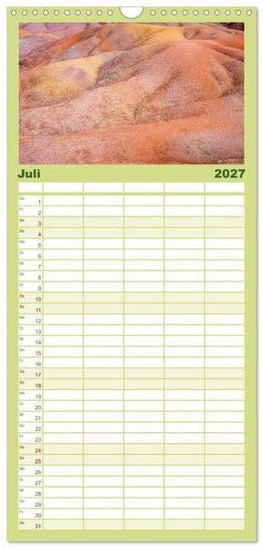 Produktbild: Familienplaner 2027 - Trauminseln der Welt - Mauritius mit 5 Spalten (Wandkalender, 21 x 45 cm) CALVENDO