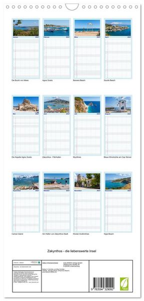 Produktbild: Familienplaner 2027 - Zakynthos - die liebenswerte Insel mit 5 Spalten (Wandkalender, 21 x 45 cm) CALVENDO