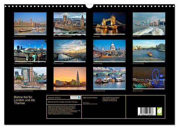 Produktbild: B&uuml;hne frei f&uuml;r London und die Themse (Wandkalender 2026 DIN A3 quer), CALVENDO Monatskalender