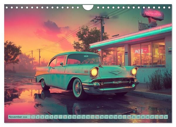 Produktbild: Amerikas rollende Legenden &ndash; Retro-Design trifft Nostalgie (Wandkalender 2026 DIN A4 quer), CALVENDO Monatskalender
