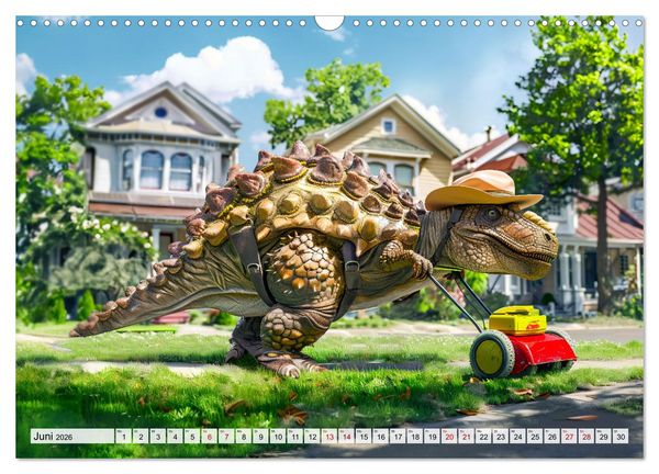 Produktbild: Dinosaurier-Alltag - Wenn sie nicht ausgestorben w&auml;ren! (Wandkalender 2026 DIN A3 quer), CALVENDO Monatskalender
