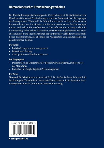 Produktbild: Unternehmerisches Preis&auml;nderungsverhalten