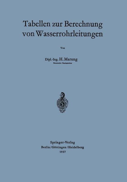 Produktbild: Tabellen zur Berechnung von Wasserrohrleitungen