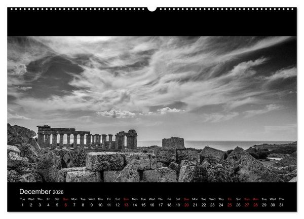 Produktbild: Black and White Sicily (High Quality Premium Wall Calendar 2026 DIN A2 landscape),CALVENDO 12 Month Wall Calendar