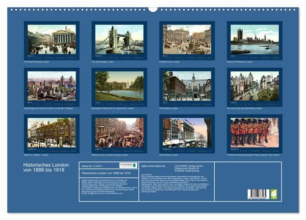 Produktbild: Historisches London von 1888 bis 1918 (Wandkalender 2026 DIN A2 quer), CALVENDO Monatskalender