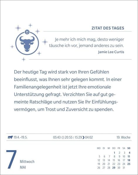 'Stier Sternzeichenkalender 2025 - Tagesabreißkalender - Ihr Horoskop ...