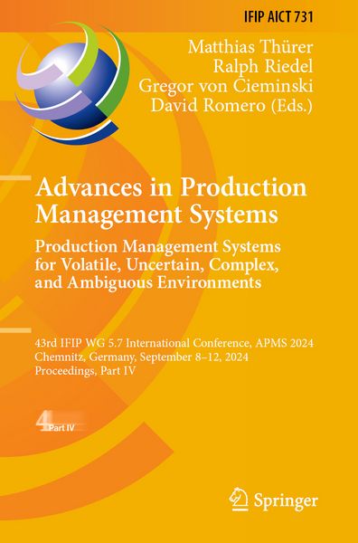 Produktbild: Advances in Production Management Systems. Production Management Systems for Volatile, Uncertain, Complex, and Ambiguous Environments