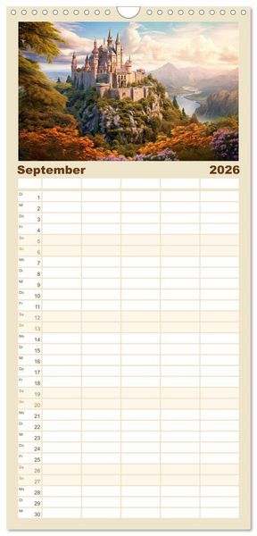 Produktbild: Familienplaner 2026 - Malerische Ritterburgen mit 5 Spalten (Wandkalender, 21 x 45 cm) CALVENDO