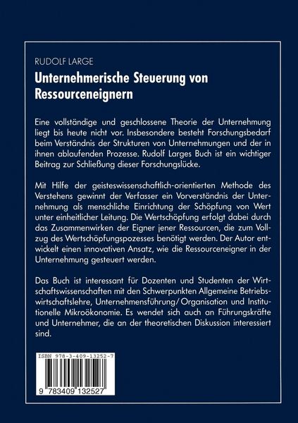 Produktbild: Unternehmerische Steuerung von Ressourceneignern