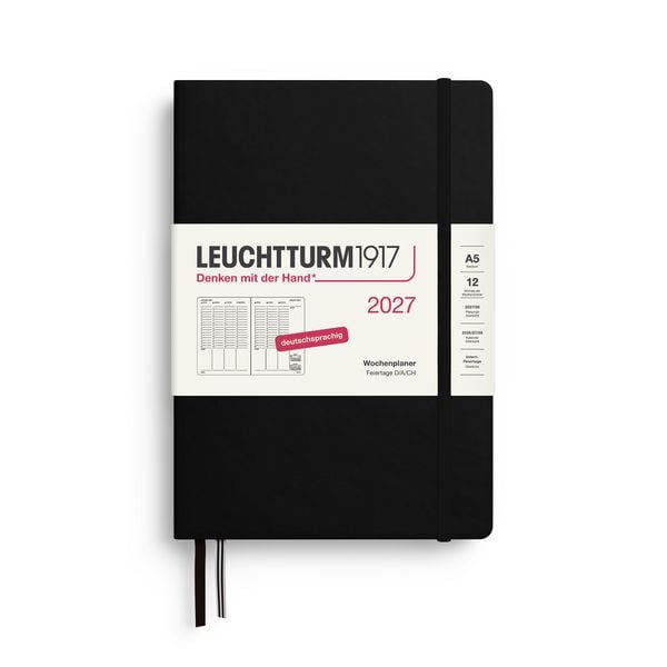 Produktbild: Wochenplaner Medium (A5) 2027, Schwarz, Deutsch