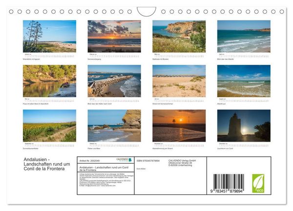 Produktbild: Andalusien - Landschaften rund um Conil de la Frontera (Wandkalender 2026 DIN A4 quer), CALVENDO Monatskalender