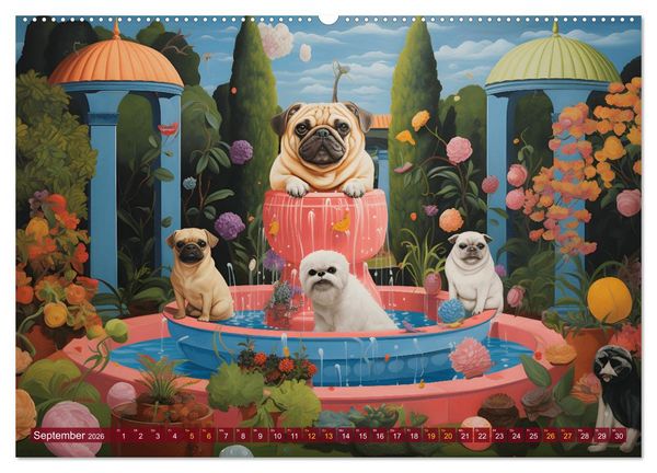 Produktbild: Boteros Hunde - Kunstvoller Kalender im Stile des Boterismo (Wandkalender 2026 DIN A2 quer), CALVENDO Monatskalender
