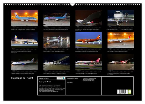 Produktbild: Flugzeuge bei Nacht (Wandkalender 2026 DIN A2 quer), CALVENDO Monatskalender