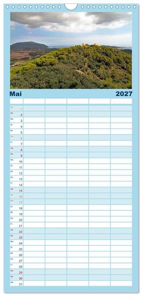 Produktbild: Familienplaner 2027 - MALLORCA, Meine Balearische Insel mit 5 Spalten (Wandkalender, 21 x 45 cm) CALVENDO