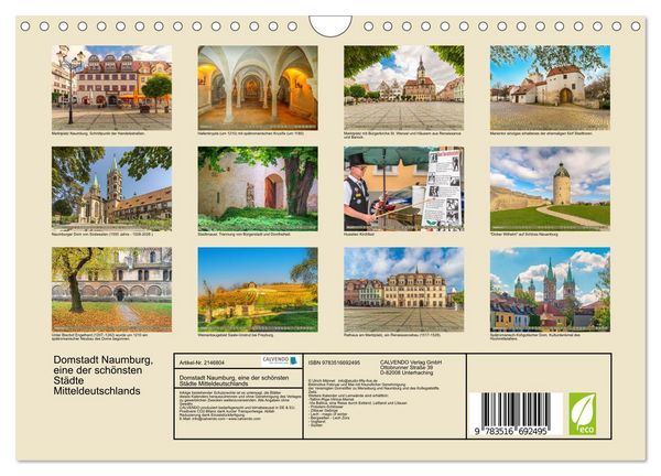 Produktbild: Domstadt Naumburg, eine der sch&ouml;nsten St&auml;dte Mitteldeutschlands (Wandkalender 2026 DIN A4 quer), CALVENDO Monatskalender