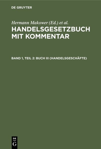 Produktbild: Handelsgesetzbuch mit Kommentar / Buch III (Handelsgesch&auml;fte)